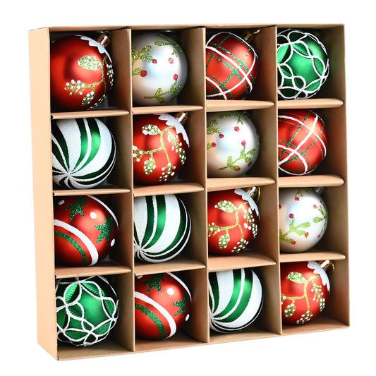 16PCS Christmas Balls Ornaments - 2.36’’ Plastic Christmas Tree Ornaments Balls Shatterproof, 2026 White Green Silver and Red Hanging Decorations for Christmas