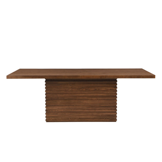 84" Mid Century Modern Dining Table for 6-8 Farmhouse Wood Kitchen Dining Room Table with Fluted Pedestal Base Large Rectangle Dinner Tables for Kitchen Dining Living Room, Walnut