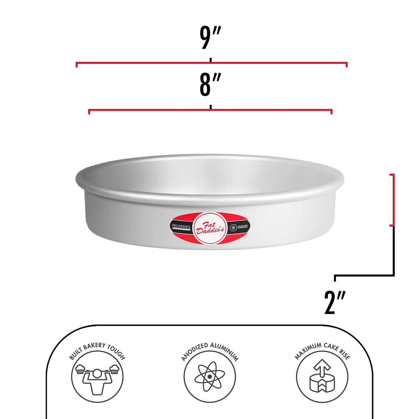 Fat Daddio's Anodized Aluminum Round Cake Pan, 8 x 2 Inch