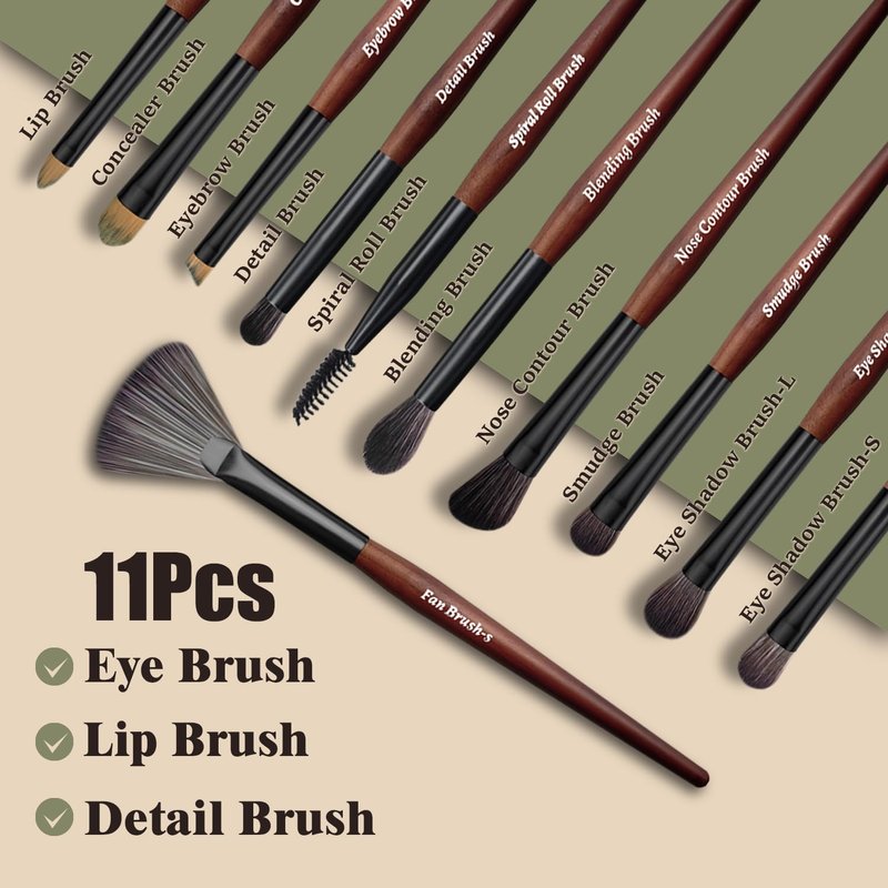 Makeup Brushes 16 Pcs Makeup Brush Set Professional, Wood Handle Travel Make Up Brushes Set with Case, Premium Cruelty-Free Synthetic Fiber Hair Makeup Brush Kit with Holder