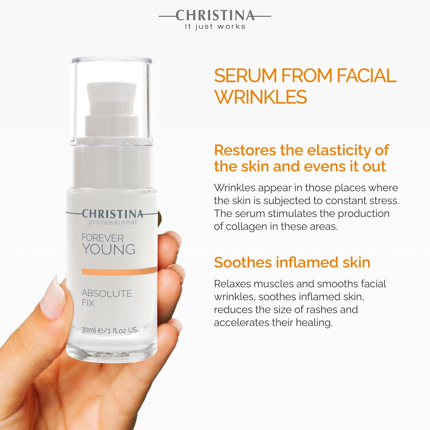 Christina Forever Young Absolute Fix Peptide Serum For Face with Vitamin C | Collagen Boosting, Skin Tightening Effect | Daily Moisturization Face Serum | For Combination, Dry, Normal Skin 30ml
