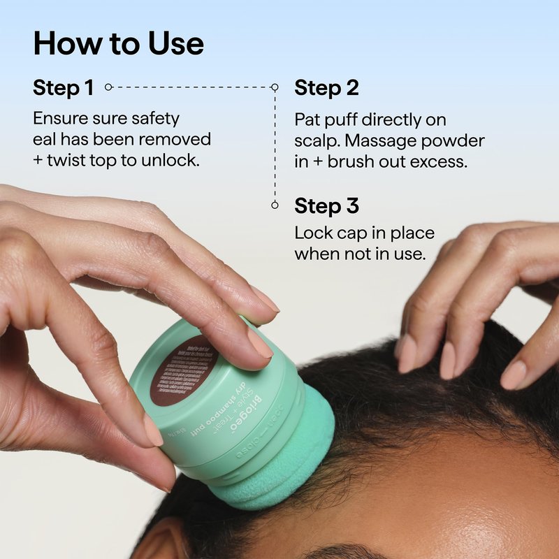 Briogeo Style + Treat Dry Shampoo Puff | Non-Aerosol & Talc-Free Root Refresh & Oil Absorption | Volumizing Powder| Vegan & Cruelty-Free | 0.5 oz