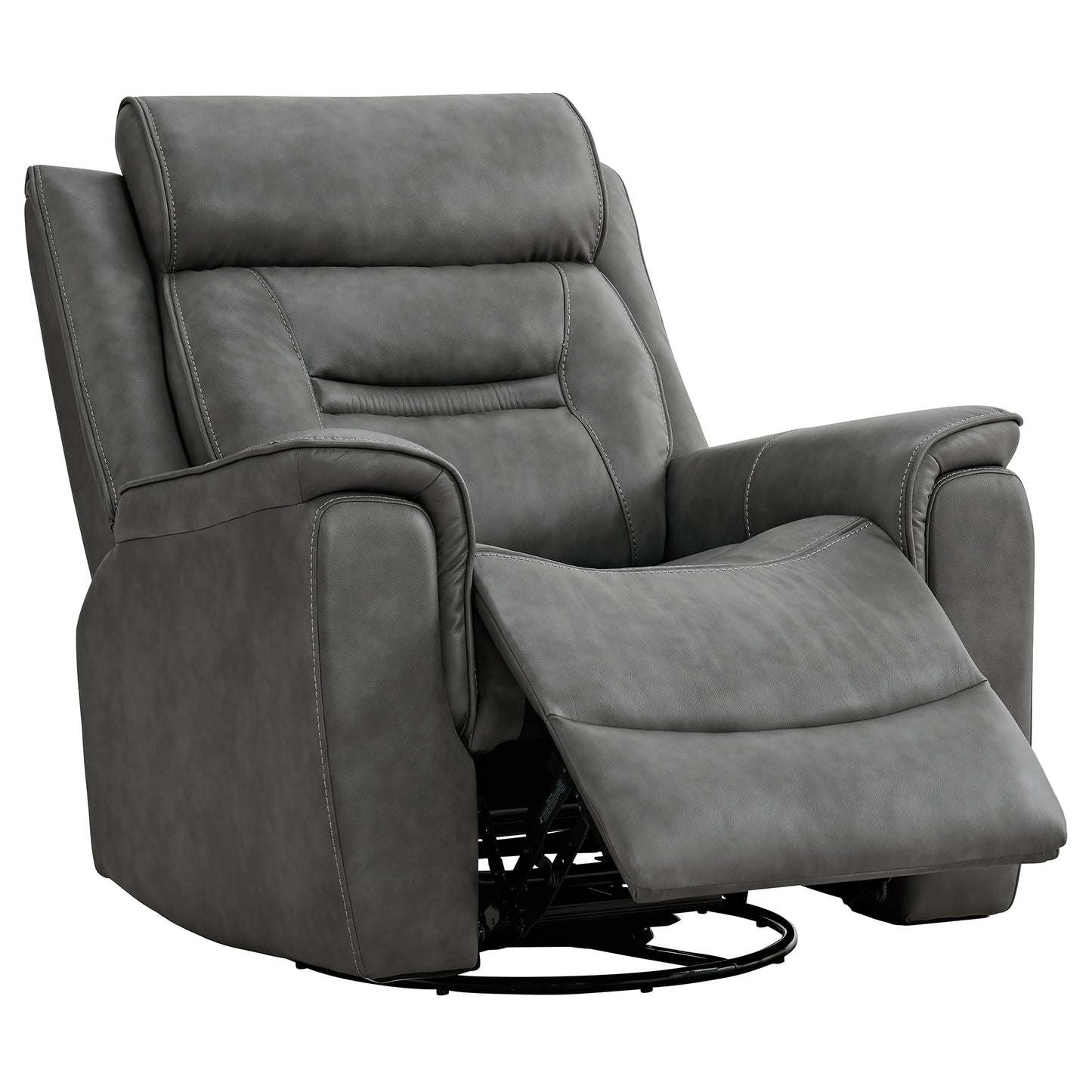 KISLOT Leather Recliner Chair, 360° Swivel Rocker for Adults Manual Rocking Reclining Chair with Adjustable Backrest Footrest for Living Room Bedroom Home Theater Seating