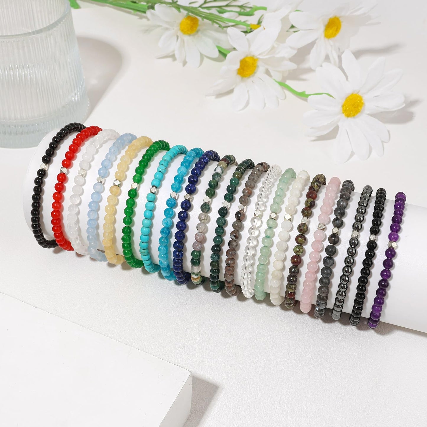 Raicegs 4MM Yooperlite Beaded Bracelets Healing Crystal Bracelet for Women Men Natural Stone Handmade Stretch Bracelet Reiki Spiritual Jewelry