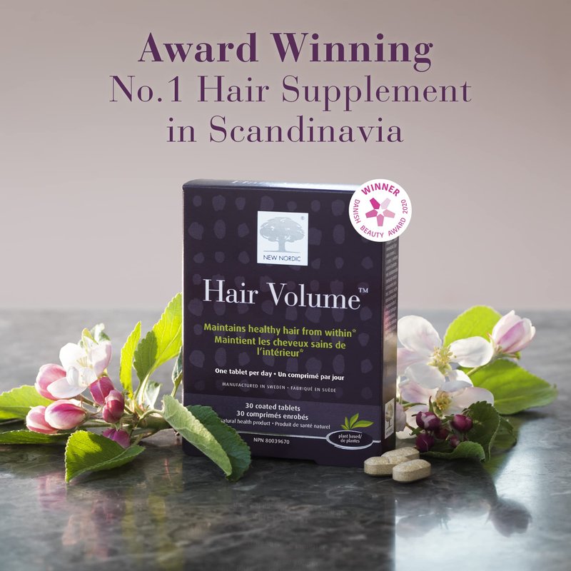 NEW NORDIC Hair Volume Tablets | Hair Supplement with Biotin | Daily Hair Wellness Formula for Fuller-Looking Hair & Volume Support | 30 Count