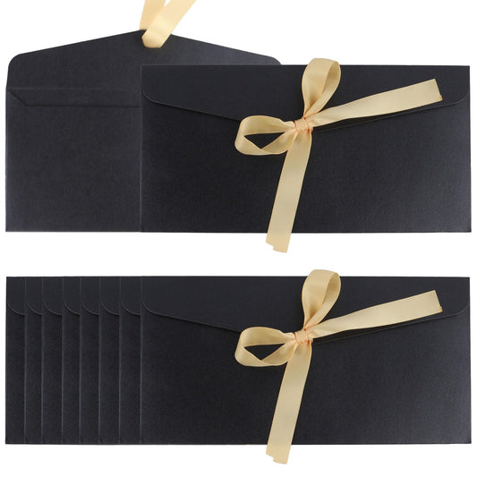 20 Pack Black Gift Money Envelopes for Cash: Fancy Envelopes with Ribbon for Wedding Birthday Festival Party Invitations Cards and letters