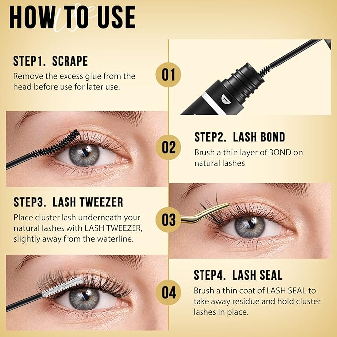 QUEWEL Lash Clusters 320Pcs Cluster Lashes 20D C Curl Lash Cluster Eyelash Extensions Mix12-18mm Individual Eyelashes Clusters Wispy Lash Clusters Thin Band Soft to Use at Home (20D C Mix12-18)