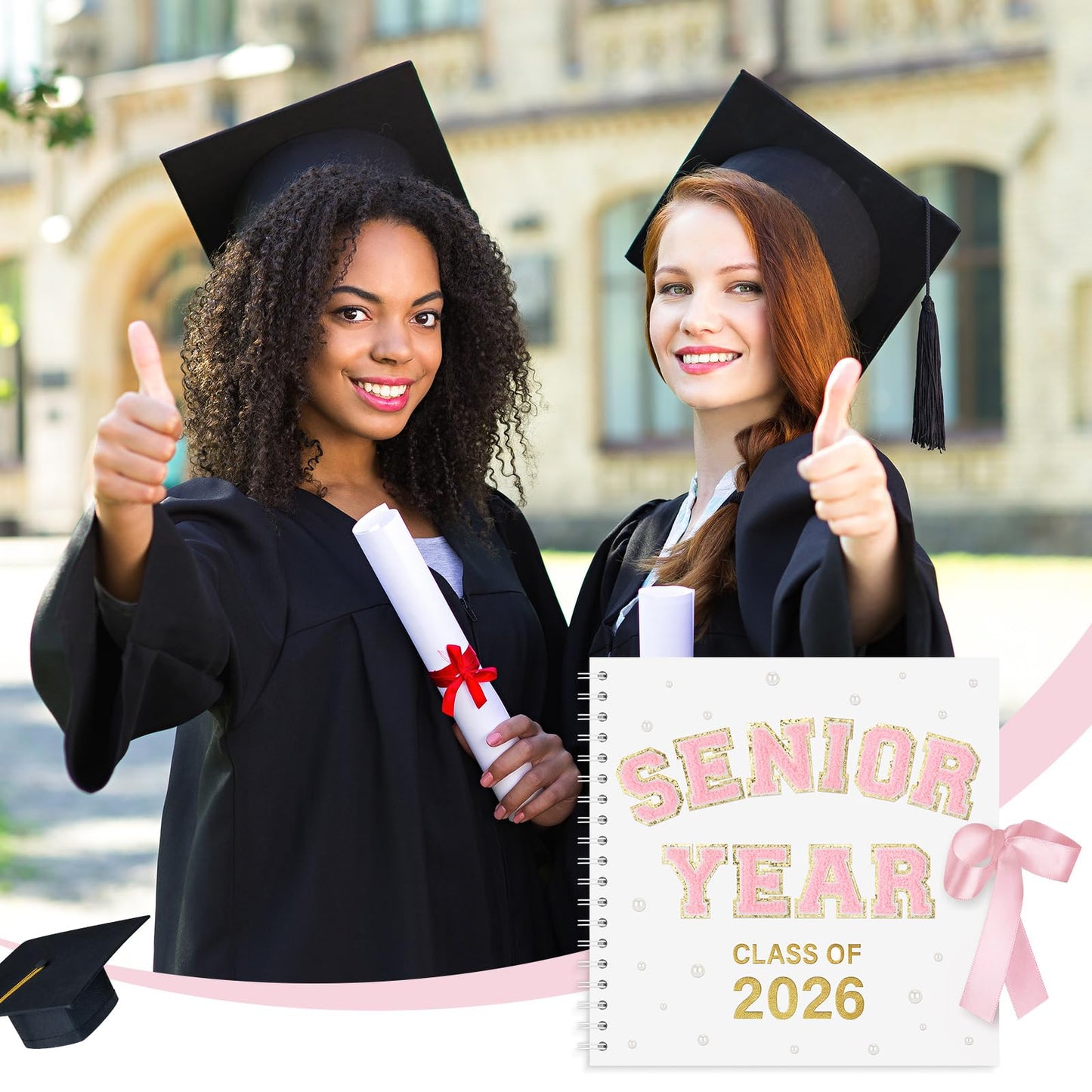 Tenceur Senior 2026 Graduation Scrapbook Kit 10 x 10 Inch Class of 2026 DIY Memory Photo Book with Letter Stickers Graduation Gift for Senior 2026 Students