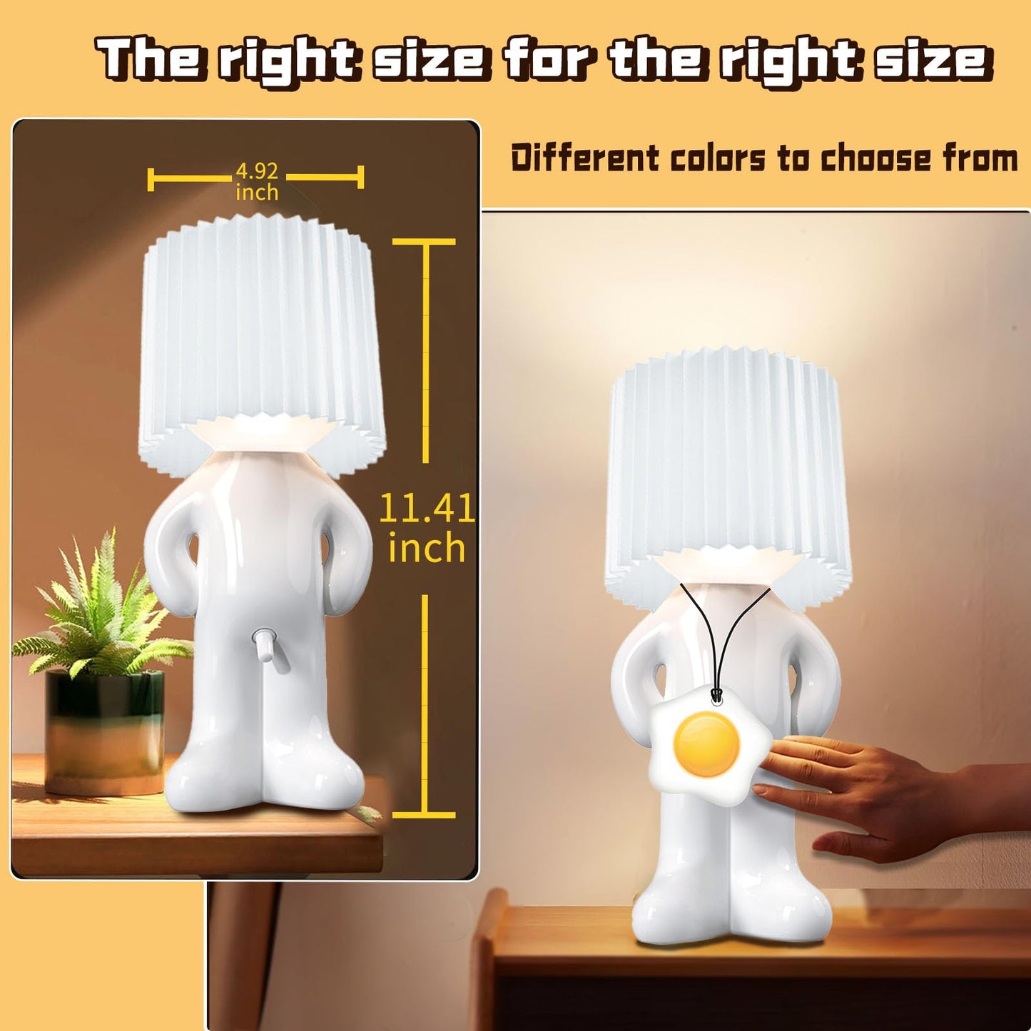 MINILIF Funny Shy Boy Table Lamp，Novelty Plug-in Table Lamp for Home, Office, Bedroom, or Desk Decor - Gift Idea for Christmas, Valentine's Day, or Birthdays