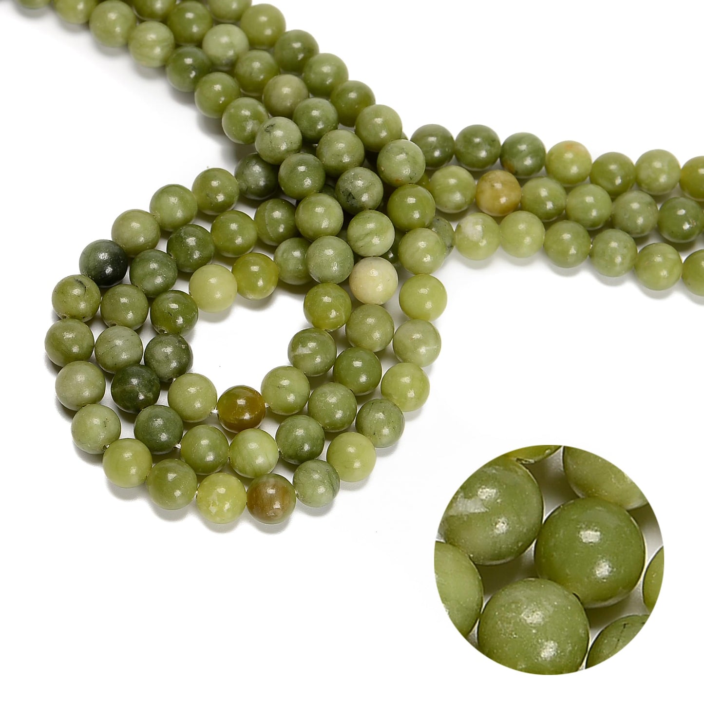 48Pcs 8mm Green Jade Natural Round Loose Real Stone Beads Gemstone Genuine for DIY Hand Made Craft Jewelry Bracelet Earring Necklace String Making Energy Healing Power
