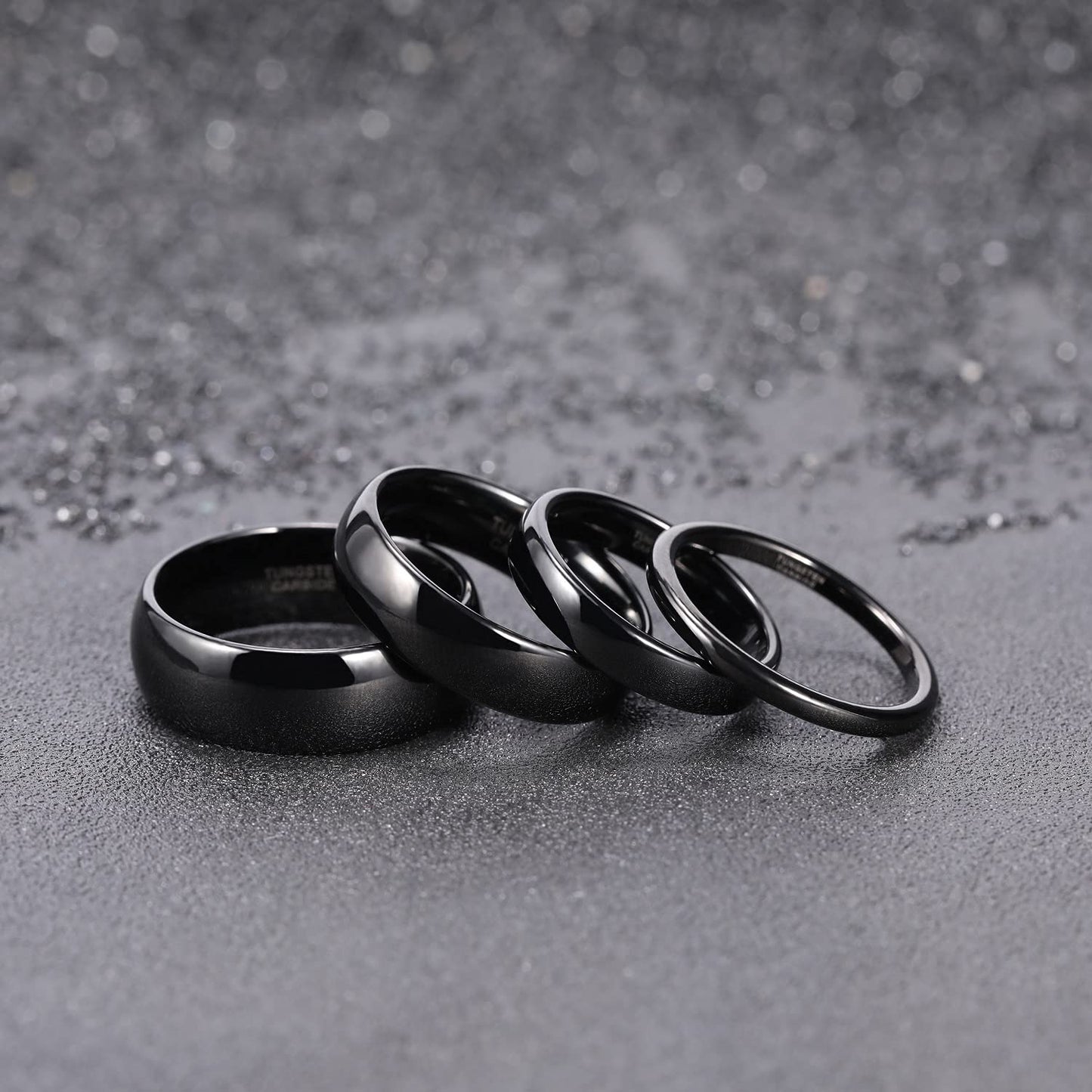 TRUMIUM 6mm Black Tungsten Ring for Men Women High Polished Comfort Fit Wedding Band Size 10