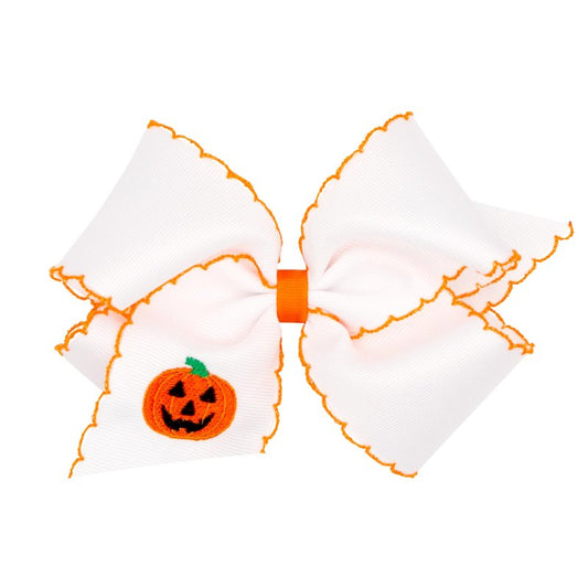 Wee Ones Girls' Halloween Themed Fall Color Hair Bows and Hair Accessories, Clips, Hairbands, and More, King, Colorful Jack O Lantern Stitch