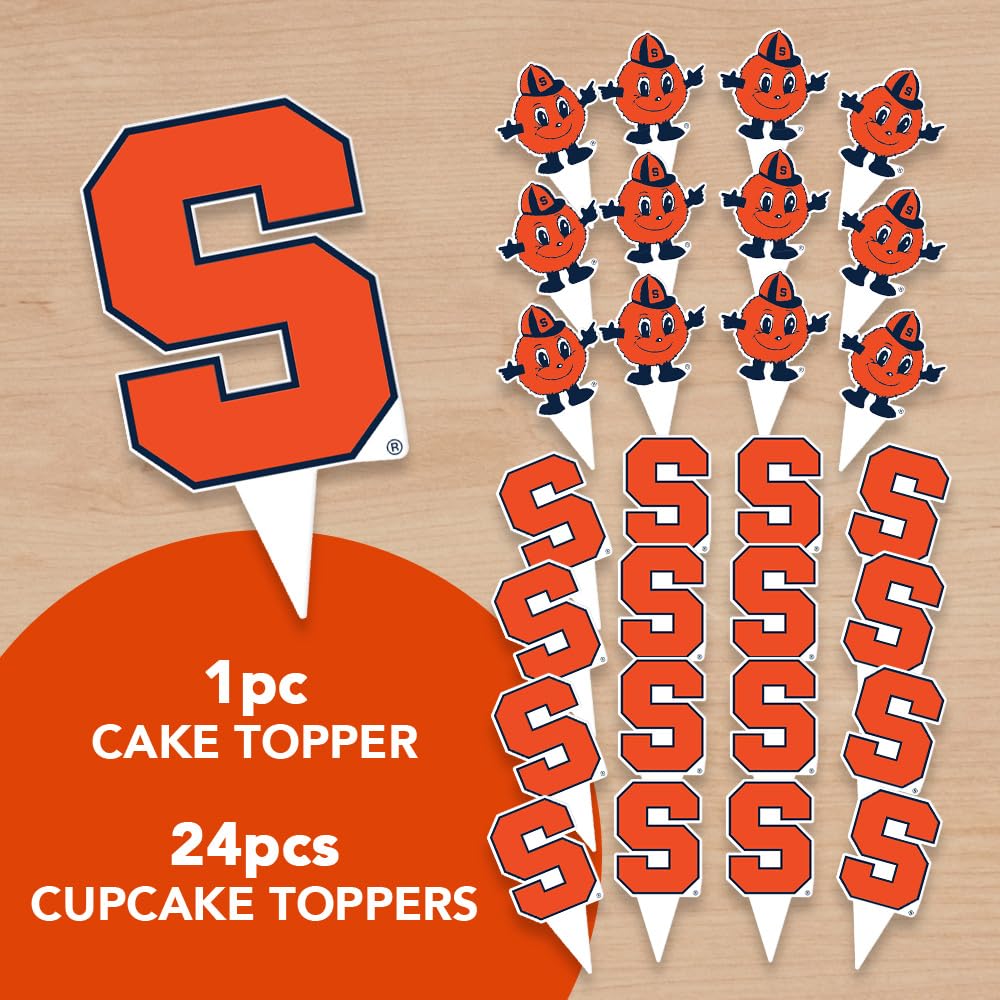 Desert Cactus Syracuse University Cupcake Topper and Cake Toppers Set - Syracuse Orange 25 Pcs Food Party Supplies, Tablecloth Decorations, Graduation and Game Day