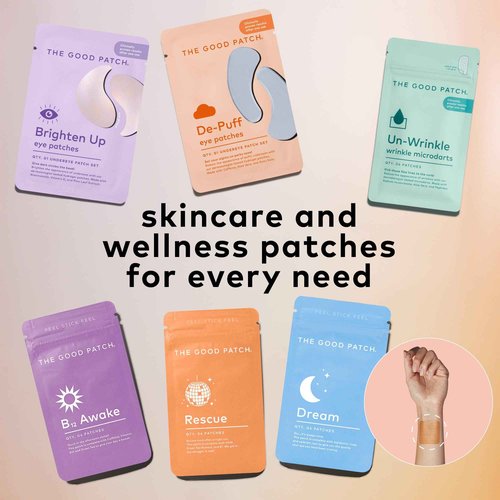 The Good Patch De-Puff Cooling Hydrogel Under Eye Patches for Puffy Eyes and Under Eye Bags, Made with Caffeine, Aloe Vera, Gotu Kola, Clinically Proven (18 Total Patch Sets)