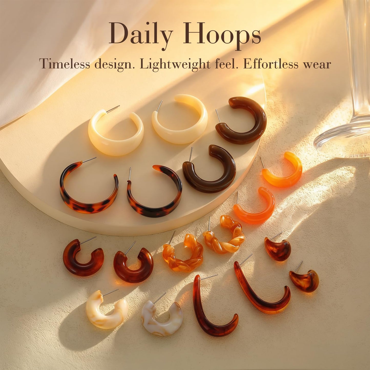 10 Pairs Chunky Gold Earrings for Women, Hypoallergenic Statement Hoops Earring for Multipack, Trendy Gold Chunky Hoop Earrings Jewelry for Gift (D-9 Pairs Gold)