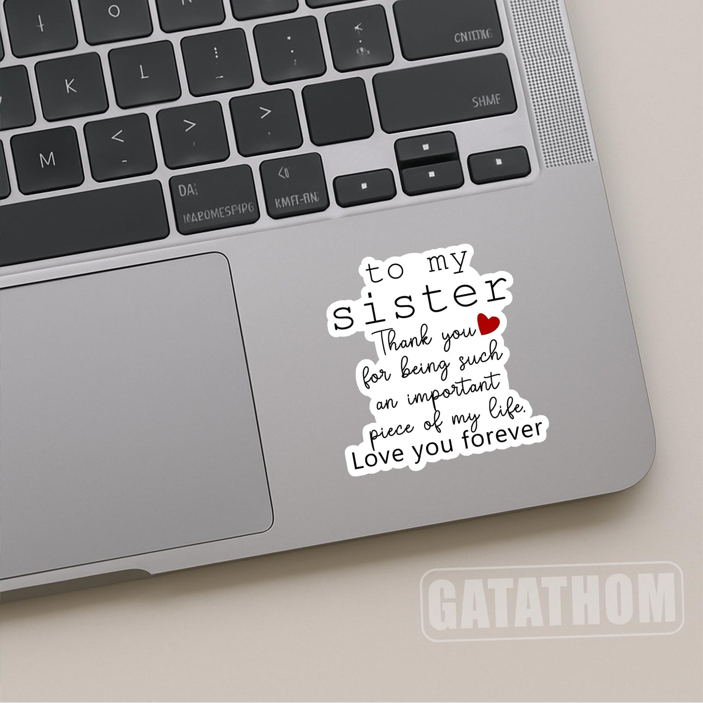 (3Pcs) to My Sister Thank You Sticker – Sister Appreciation Quote Vinyl Decals, Meaningful Family Love Gifts for Birthday Wedding Graduation, Laptop, Water Bottle, Scrapbook, Waterproof 3" x 2.9''