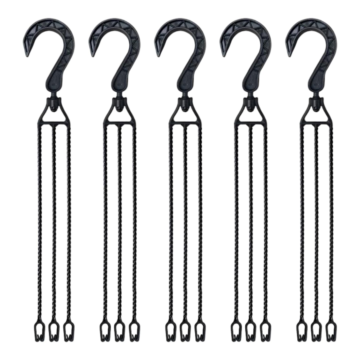 Jeorywoet Plant Pot Hanger, Hanging Basket Hooks, 5PCS 15.8 Inch Rotating Plant Pot Hanger, Plastic Hanging Basket Chain with 3 Hooks for Flower, Bird Feeders, Lanterns, Chain