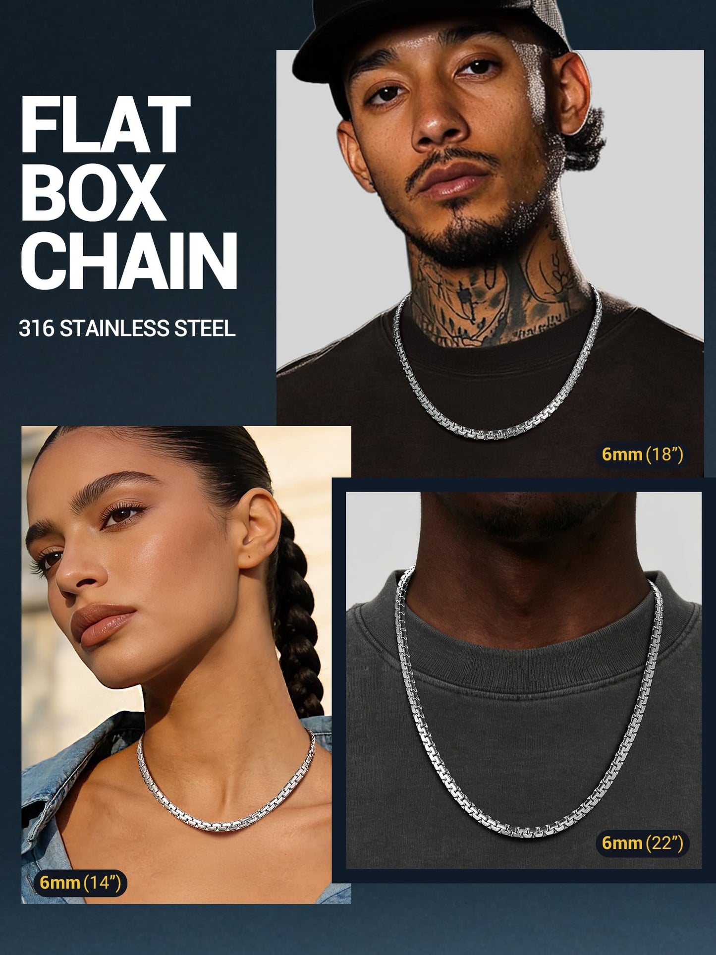 PROSTEEL Mens Chain Stainless Steel Necklace Chains 14inch Necklace Aesthetic Jewelry