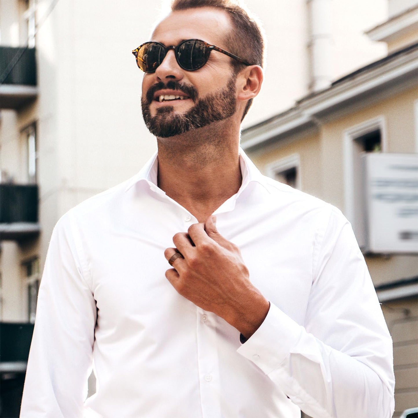 King Will Brown Basic Tungsten Rings For Men 8mm Wedding Band Polished Edge Brushed Matte Promise Ring Comfort Fit, Size 12