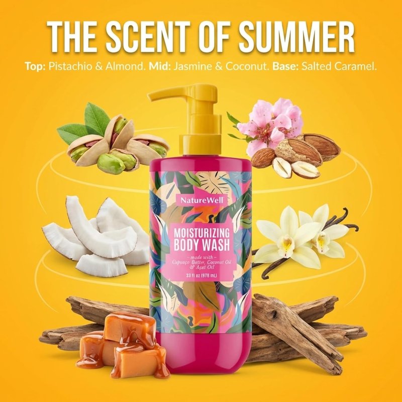 Cheeky Moisturizing Body Wash - Creamy Cupuaçu Butter Formula for Gentle Cleansing & Hydration | 33 oz