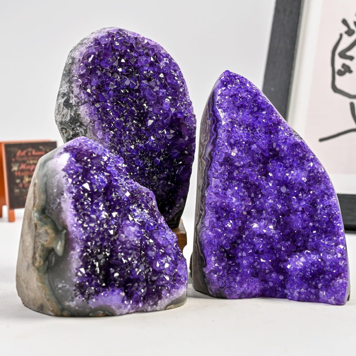 CrystalHola 200-700g Selected Raw Geode Quartz Cluster Home Feng Shui Ornaments Energy Stone Healing Tools Meditation Feng Shui Decoration,Stone Display Piece, Mineral Specimen (Purple, 200-300g)