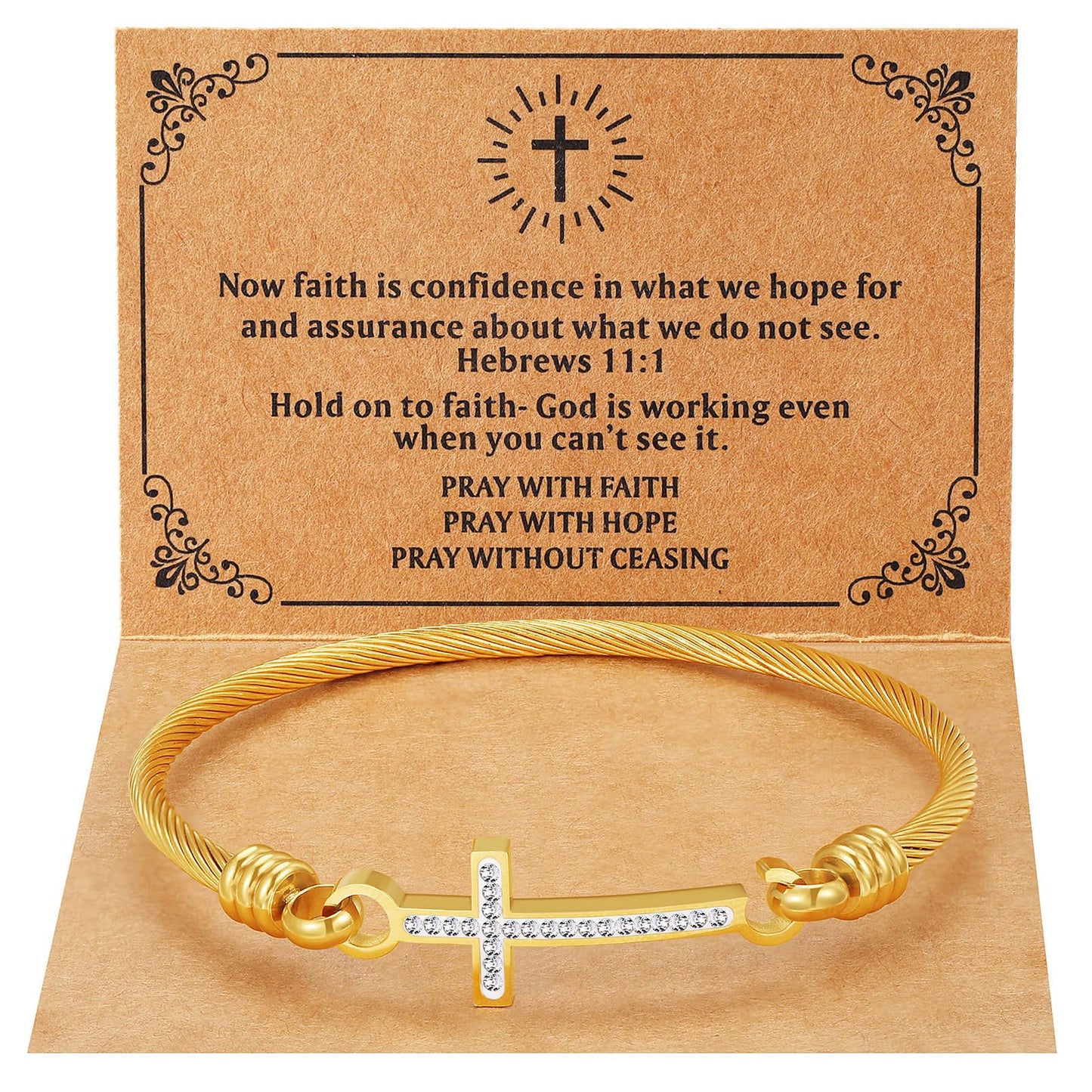 DS Religious Gift for Her Christian Cross Bracelet Bible Verse God is Within Her She Will Not Fall Inspirational Bracelets For Women Stainless Steel Jewelry Gift To Daughter Best Friend (Cross bracelet-Gold 12)