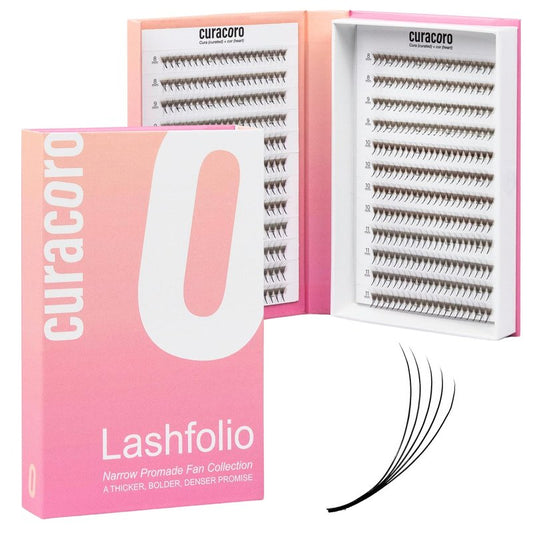 Curacoro LashFolio Narrow Promade Fans, 5D-0.07 CC Curl, 13mm Length, Handmade Volume Eyelashes, Professional Long-Lasting Promade Lash Fans
