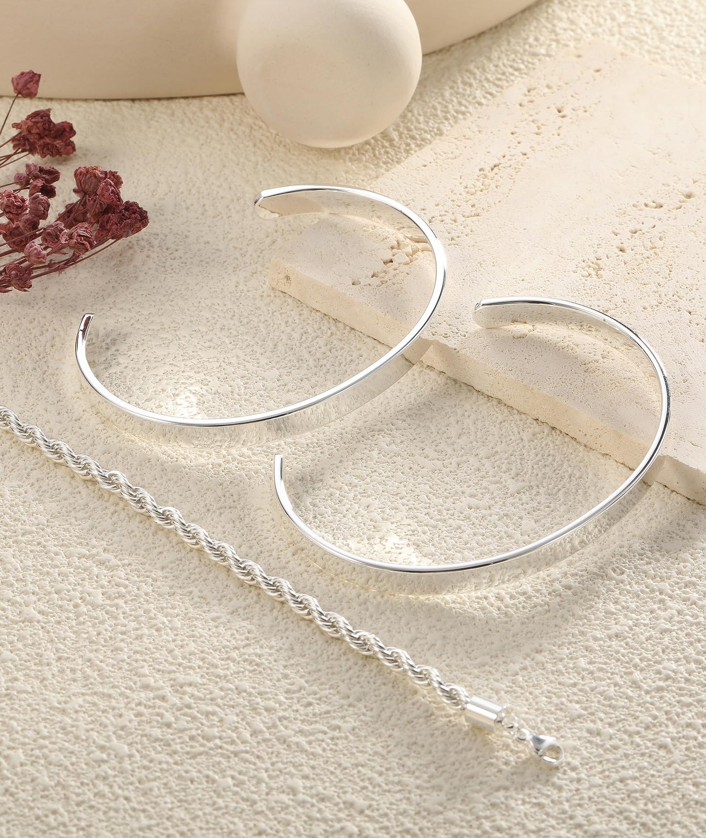 ZOERAY Silver Gold Bangle Bracelets for Women Non Tarnish 14k Gold Plated Stackable Cuff Bracelets for Women Trendy Cubic Zirconia Stainless Steel Chunky Bracelet Stack Set Waterproof Jewelry Gifts
