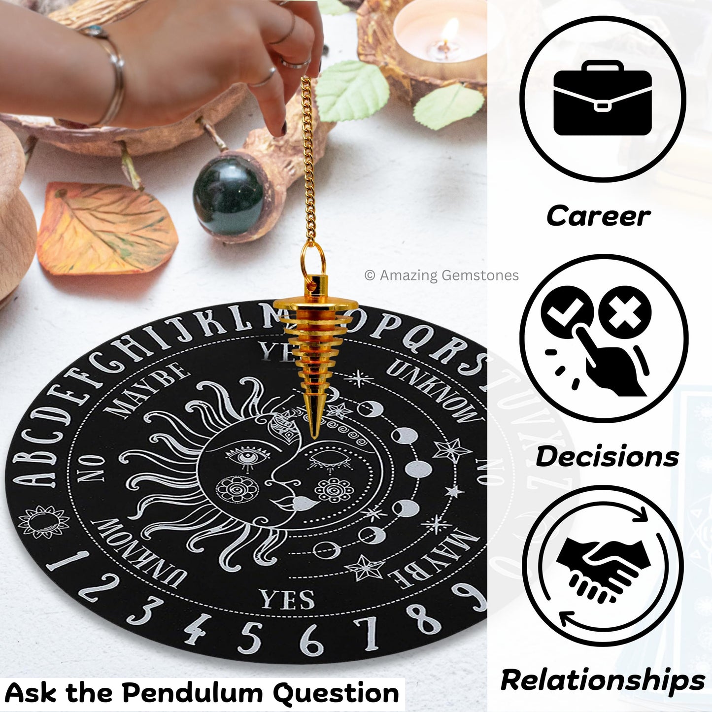 Amazing Gemstone Healing Metal Pendulums for Divination, Gold Vertical Hard Coil Steel Copper Pendulum High Energy Pendulo de Bronce Pendulos de Mesa MP40