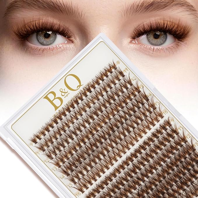 B&Q Mocha Brown Lash Clusters | 280 Pcs Brown Wispy & Natural Eyelash Clusters for Beginner DIY, Complete Lash Extension with Beauty, Fake Eyelashes for Natural Look（40D+50D 9-16mm)