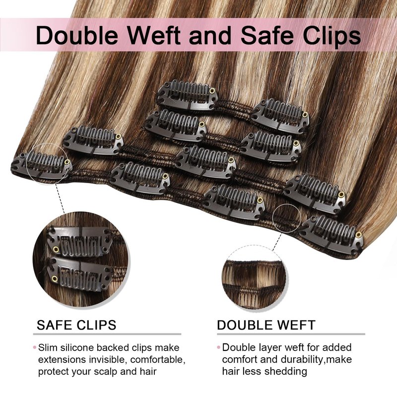 Sweetmet Air2.0 Clip in Hair Extensions Real Human Hair 20inch 4pcs Color #2 Dark Brown Remy Real Human Hair Extensions Clip ins 60g Thick Seamless Double Weft for Women（#2-20inch）