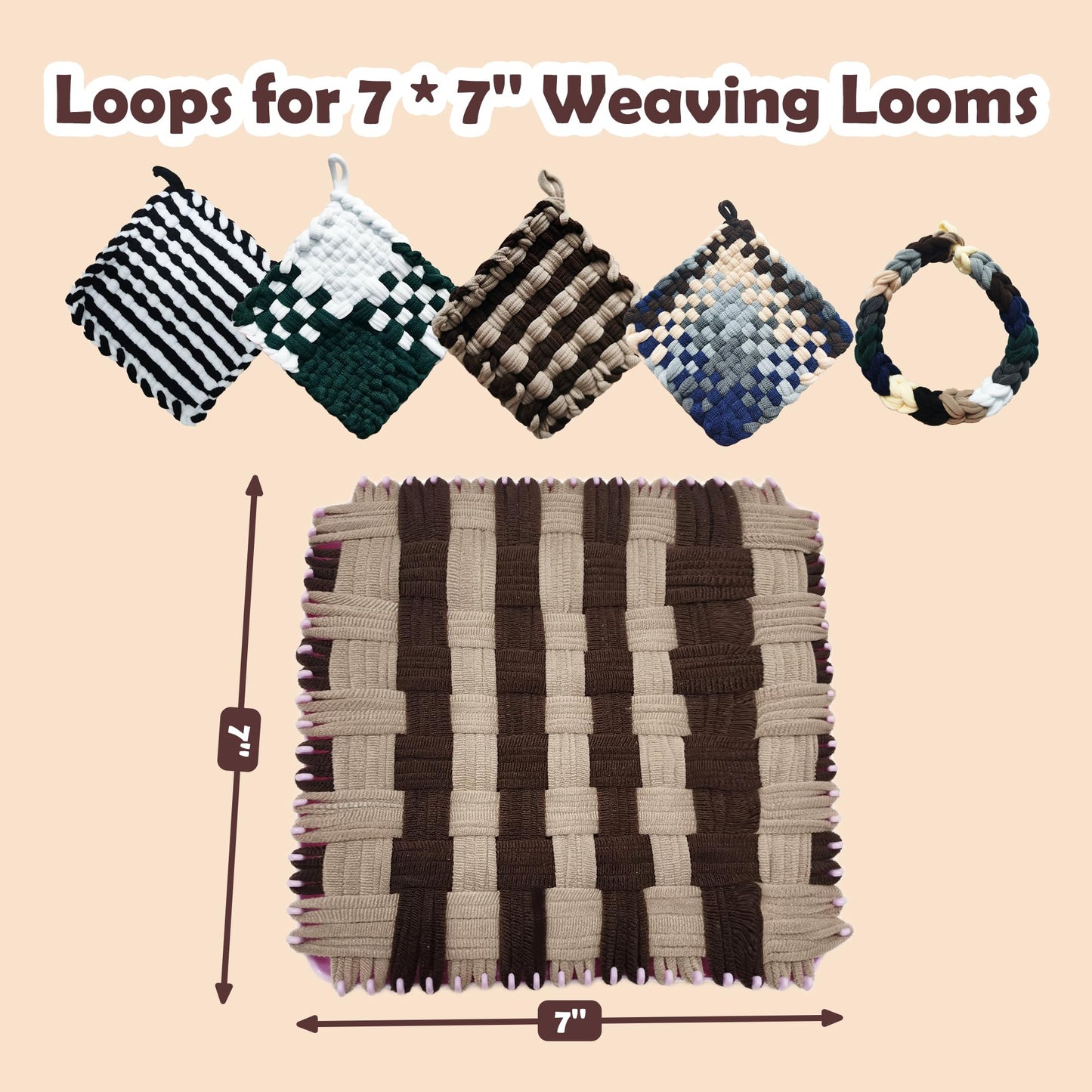 SOOHAOLISS 900pcs Weaving Loom Refill Loops, 10 Neutral Colors, Potholder Loops for 7 inch Loom, Loom Bands Nylon Weaving Loops Loom Kit for Kids DIY Crafts Supplies, Makes 25 Colorful Potholders