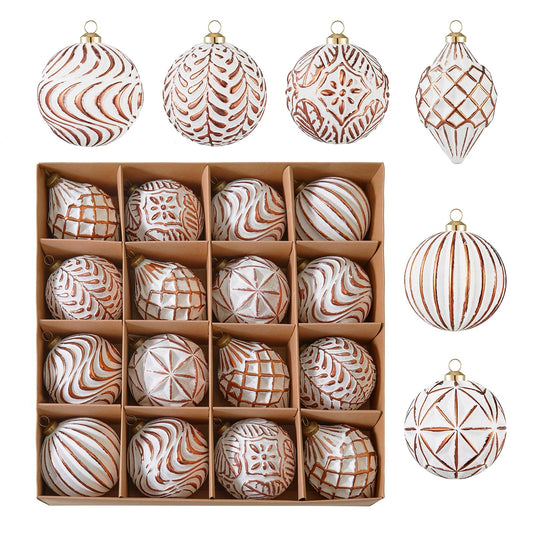 16Pcs Vintage Rustic Christmas Ball Ornaments - Large Shatterproof Neutral Christmas Ornaments Set Farmhouse Christmas Decor for Xmas Tree Home Party Holiday (Bronze)