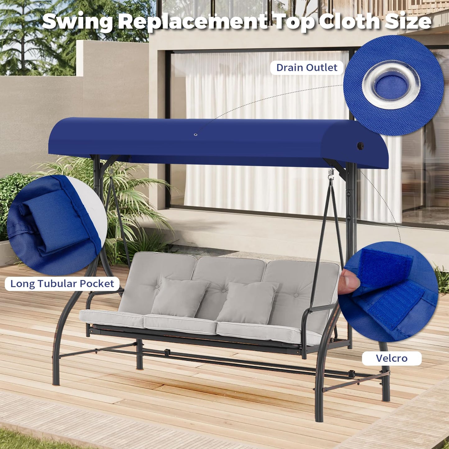 Porch Swing Canopy Replacement Top, Swing Chair Canopy Replacement for GT Porch Swing Model GCS00229C (Blue)