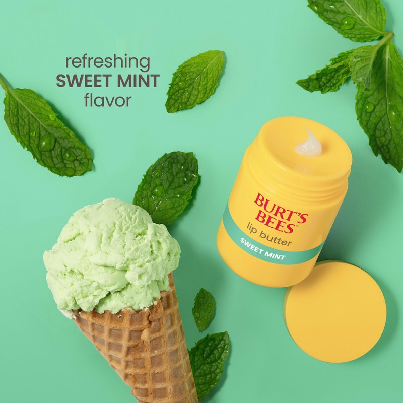 Burt's Bees Sweet Mint Lip Butter, Repairs Dry Lips, 24 Hour Hydration, Locks in Moisture, Includes Shea and Mango Butters, Antioxidant Rich Vitamin E, Convenient Twist Up Dispenser, 0.5 Oz.