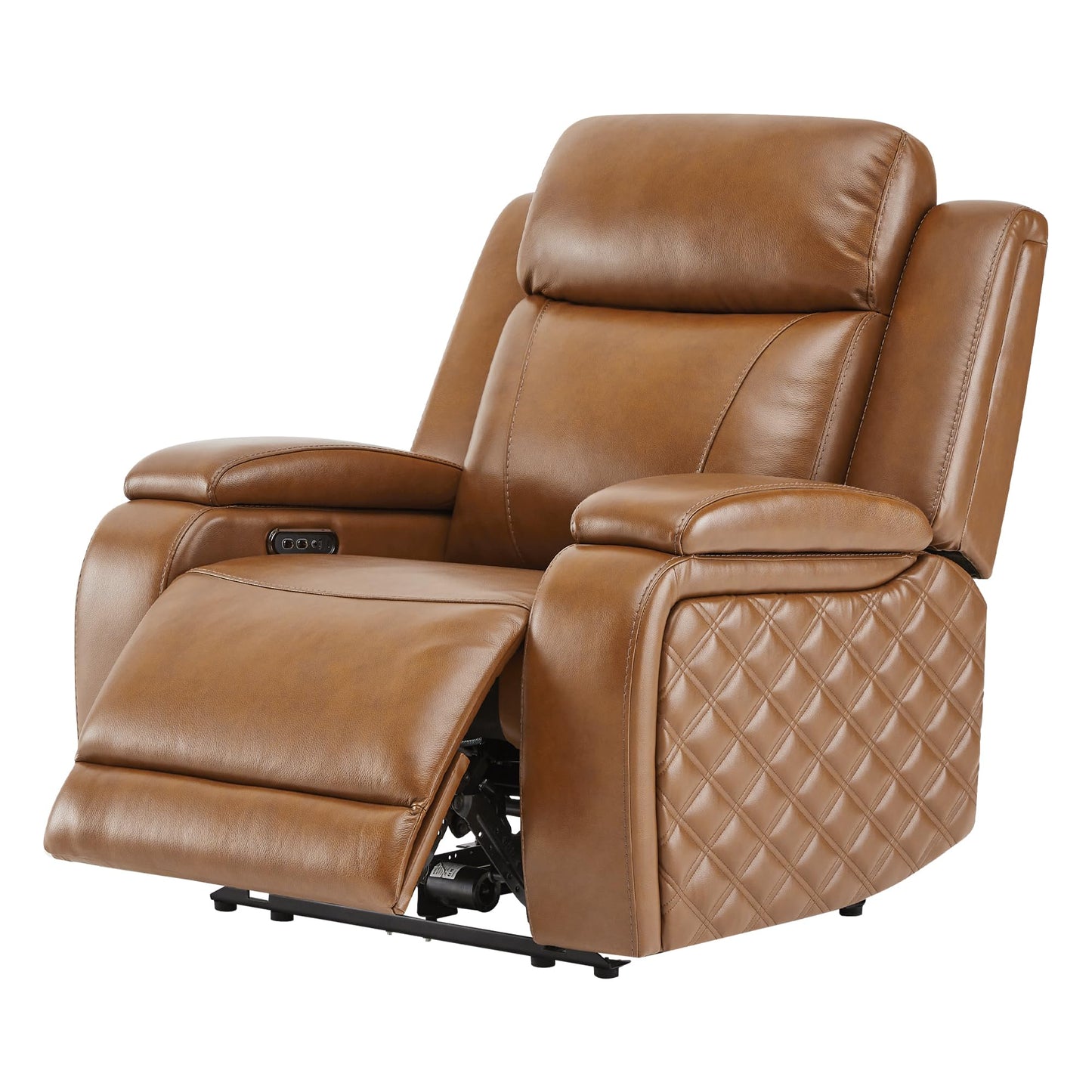 Watson & Whitely Genuine Leather Power Recliner Chairs for Adults, Zero Gravity Recliner with Power Headrest & Hidden Storage, Electric Reclining Sofa Chair for Living Room, Home Office, Saddle Brown