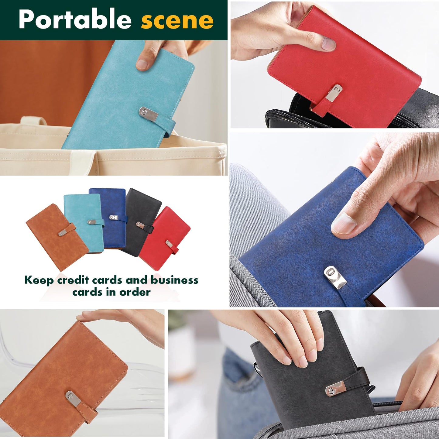 XMLINPER Business Card Organizer holder Book,Credit Card holder,Leather Card Organizer Business Card Case Book Rolodex With 120 Card Slots Protection Case for Men and Women(red)
