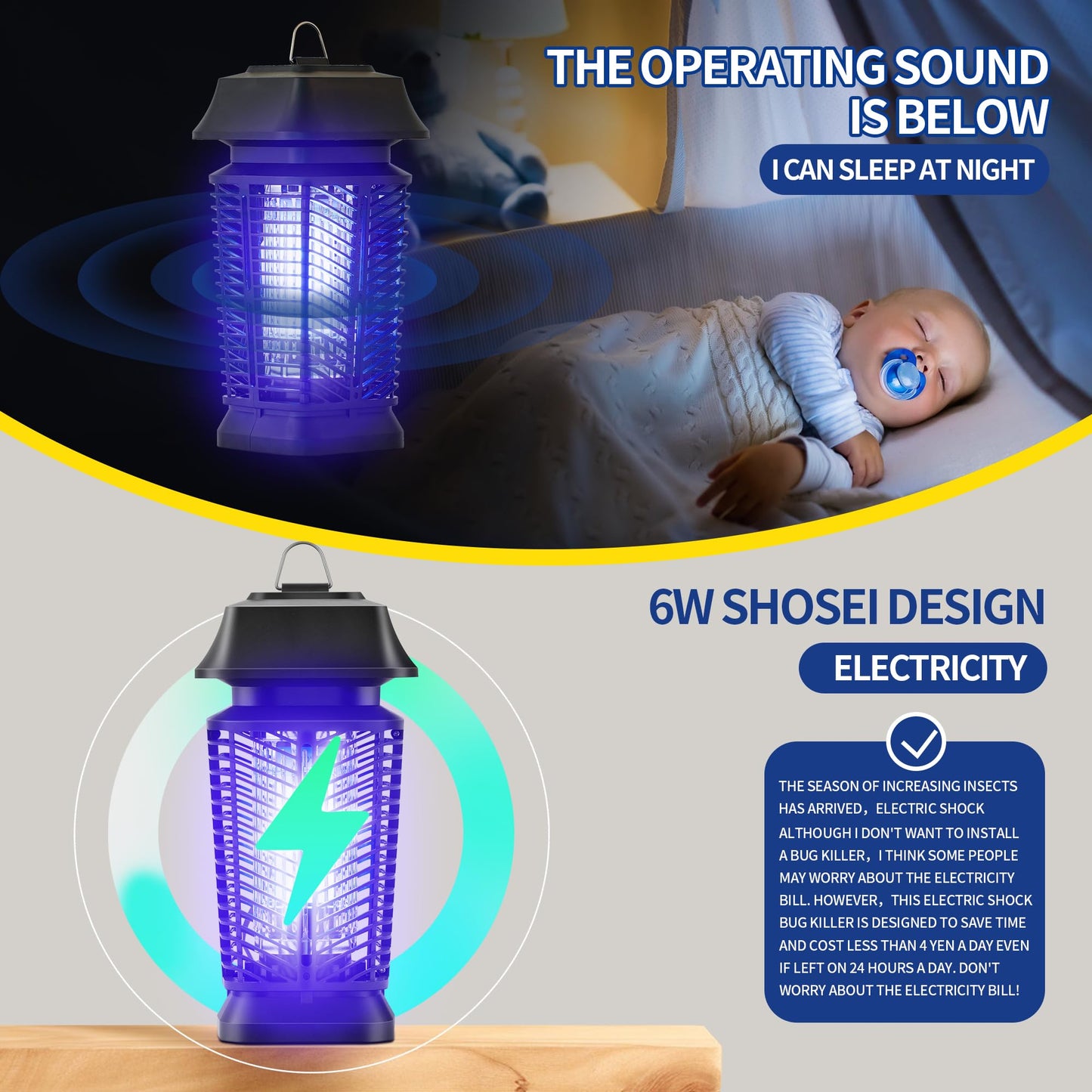 Mosqueda Bug Zapper Outdoor Electric Simply zap for Indoor Outdoor Fly Zapper Traps Mosquito Killer for Home, Backyard, Patio, 90-130V, Bug Zapper Indoor