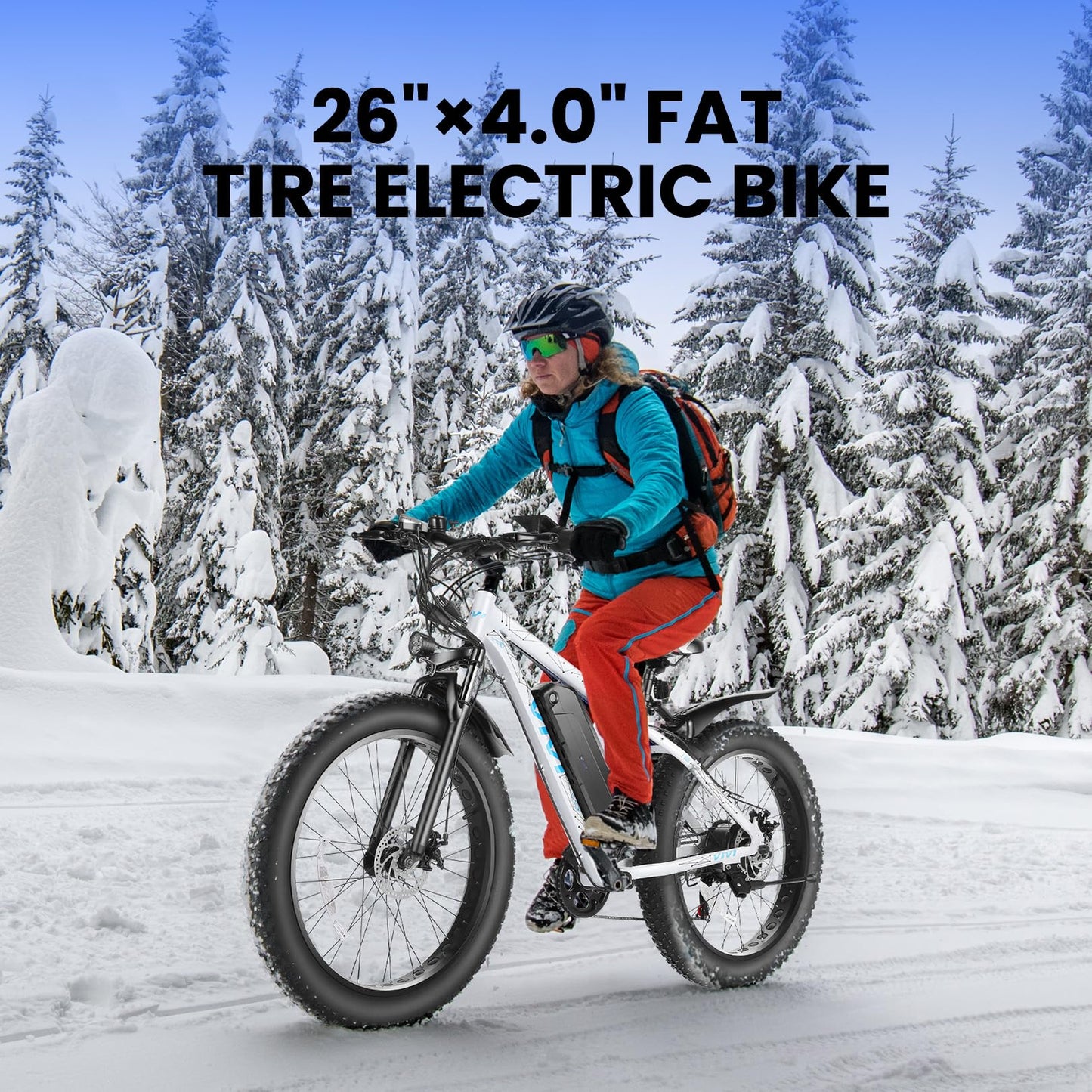 Vivi F26FUL Electric Bike Peak 1000W 26" x 4.0 Fat Tire Electric Bike with 48V 13Ah Removable Battery, 7Speed, Top 26Mph, Cruise Control, Up to 60 Miles, SGS Certified to UL2849