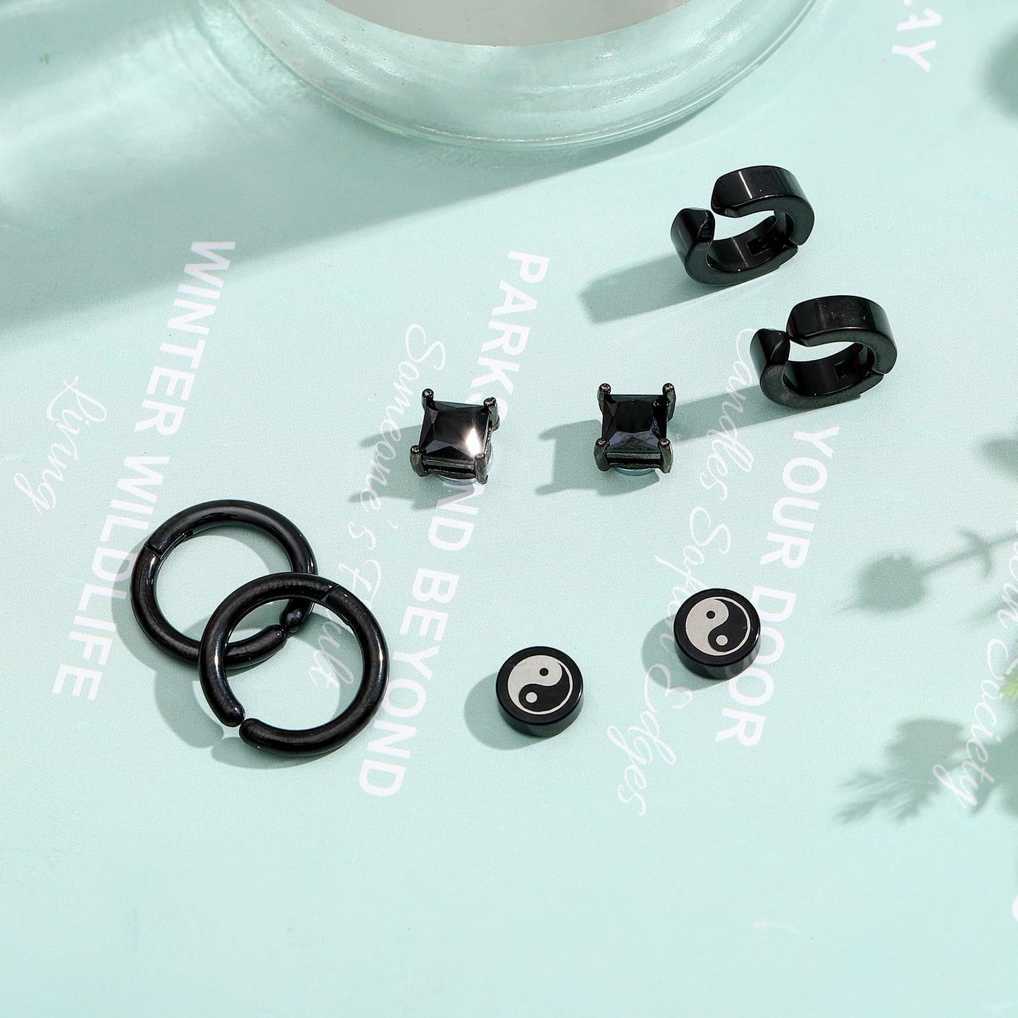 NEWITIN 6 Pairs Stainless Steel Magnetic Stud Earrings for Men Clip on Earring Magnetic Earring Unisex Non Piercing CZ Magnet Studs Diamond Earrings for Women Men