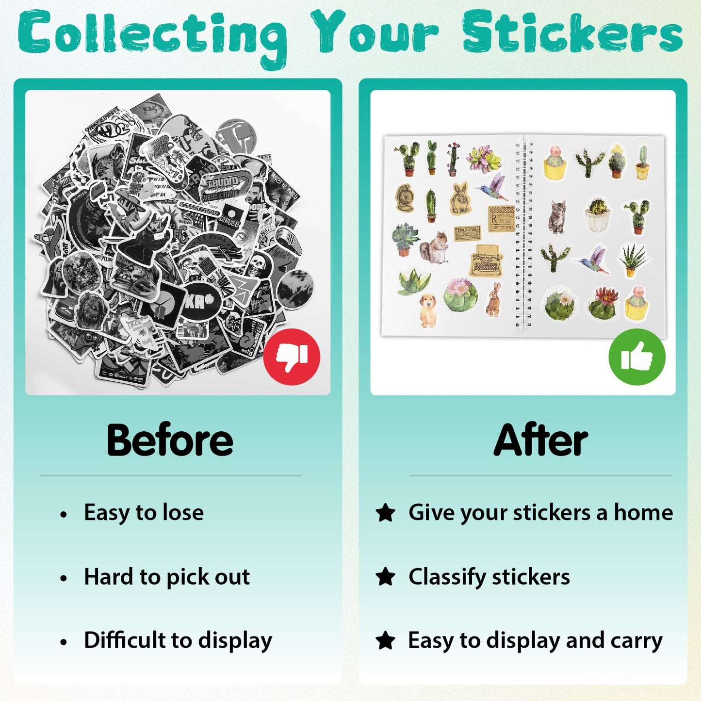 CRASPIRE 40 Pages Reusable Sticker Storage Book Black Mushroom Album Blank Stickers Organizer Notebook Release Paper A5 Size with Tweezer Spatula for DIY Christmas Graduation Birthday Gifts