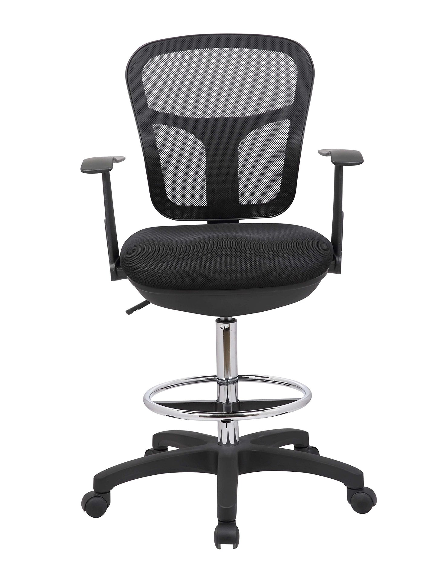 OfficeFactor Drafting Chair Tall Office Chair with Arms Executive Ergonomic Standing Desk Chair with Anti Scratch Wheels and Footrest