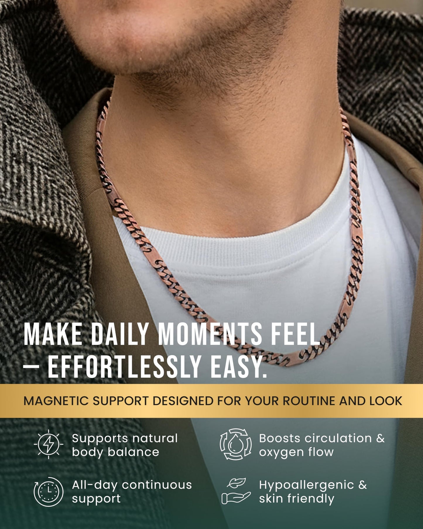MagnetRX® Copper Magnetic Necklace - Effective Magnetic Necklace for Men and Women - 99.9% Pure Copper Necklaces Chain with Magnets (22.0 Inches)