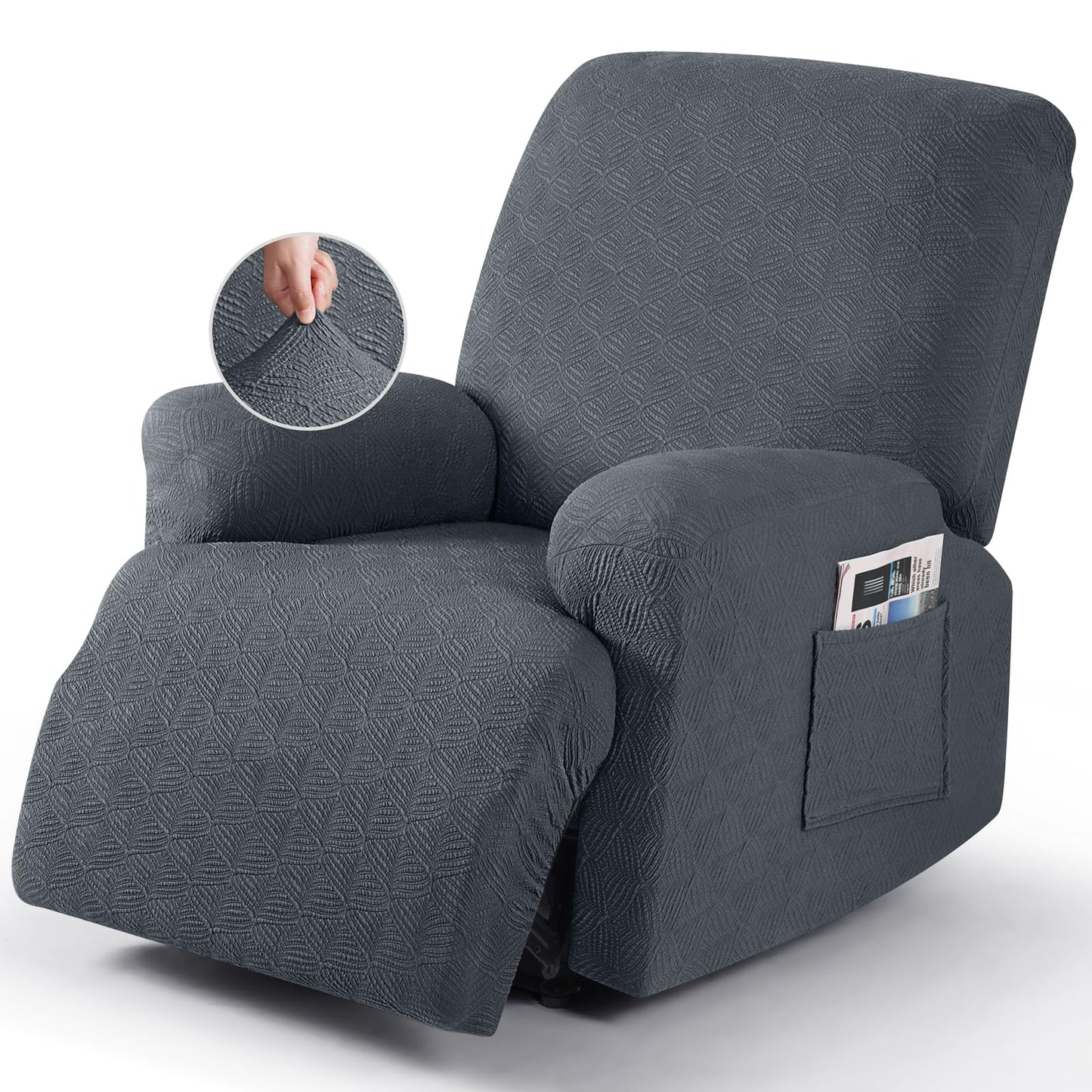 Timeles Recliner Covers Extra Wide Recliner Chair Covers Reclining Couch Covers Sofa Slipcovers Stretch Soft Washable (Single-Seater Oversized, Grey)