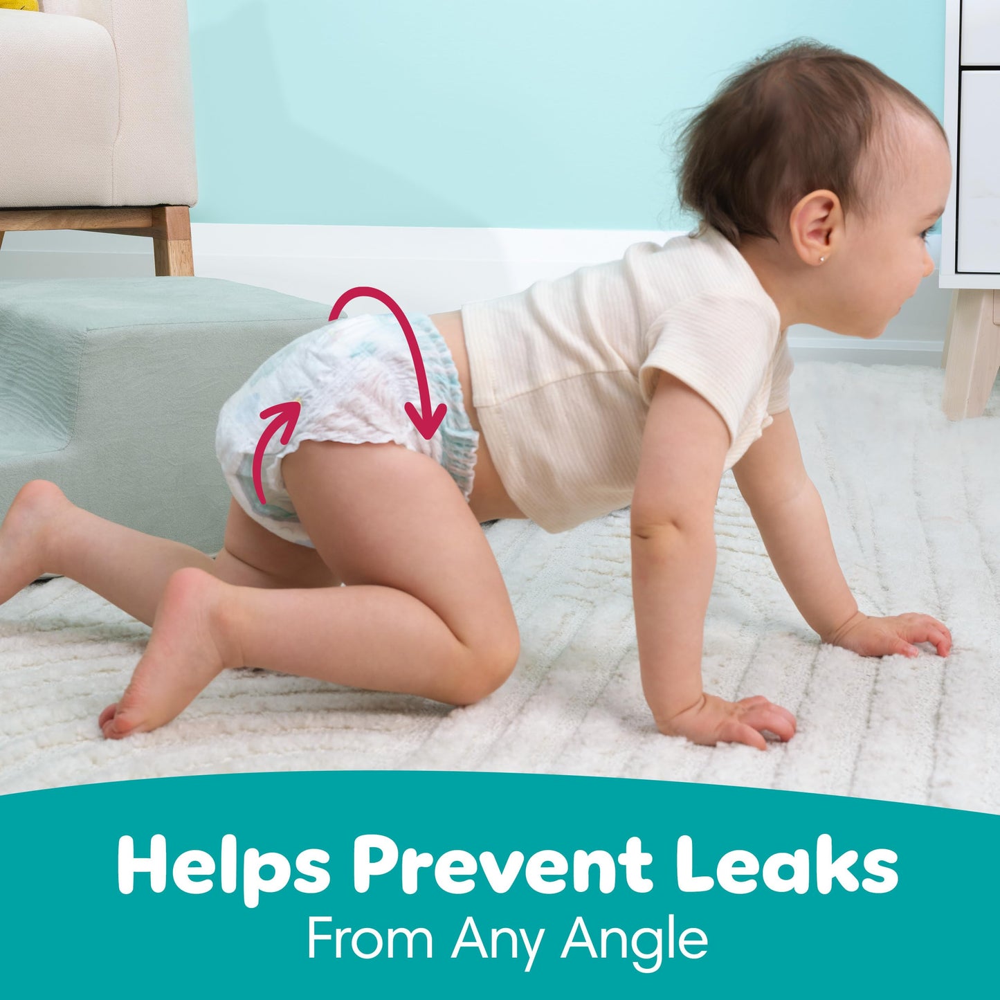 Pampers Diapers - Swaddlers 360° - Size 4, 104 Count, up to 100% Leakproof Comfy Dry Fit, Designed for Easy Changes, Pull On Baby Diaper (Packaging May Vary)