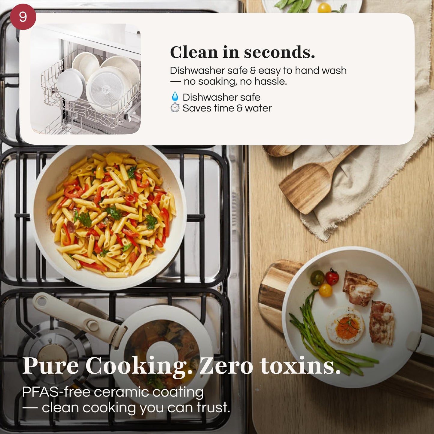 GOURMETIFIC® Stainless Steel Cookware Set [11 PIECES] - Non Toxic Kitchenware - Induction, Gas & Oven Cooking Ware - Pot & Pan with Removable Handles - Stackable Pots & Pans - Dishwasher Safe