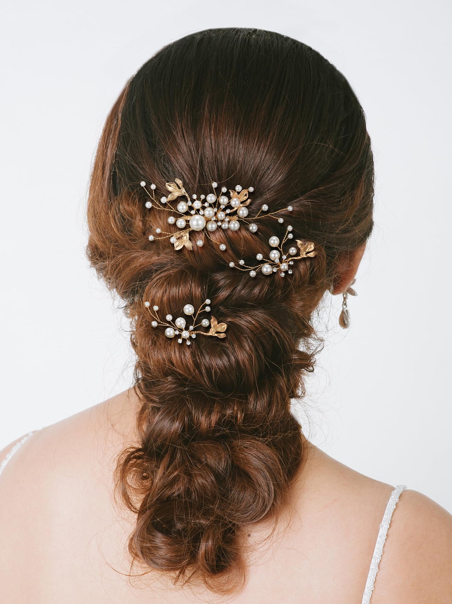 SWEETV Bridal Wedding Hair Accessories Set of 7, Pearl Wedding Hair Comb Rhinestone HairPins Leaf HairPieces Elegant Bridal Headpieces Accessories for Brides Bridesmaids Women Girls