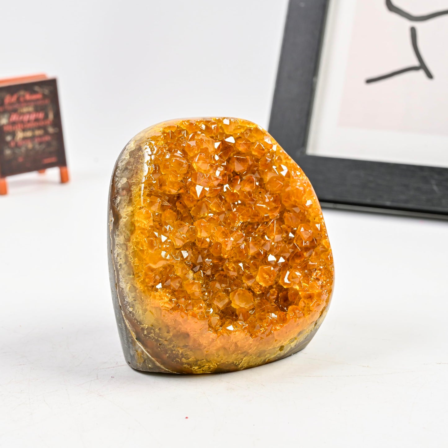 CrystalHola 200-700g Selected Raw Geode Quartz Cluster Home Feng Shui Ornaments Energy Stone Healing Tools Meditation Feng Shui Decoration,Stone Display Piece, Mineral Specimen (Yellow, 300-400g)