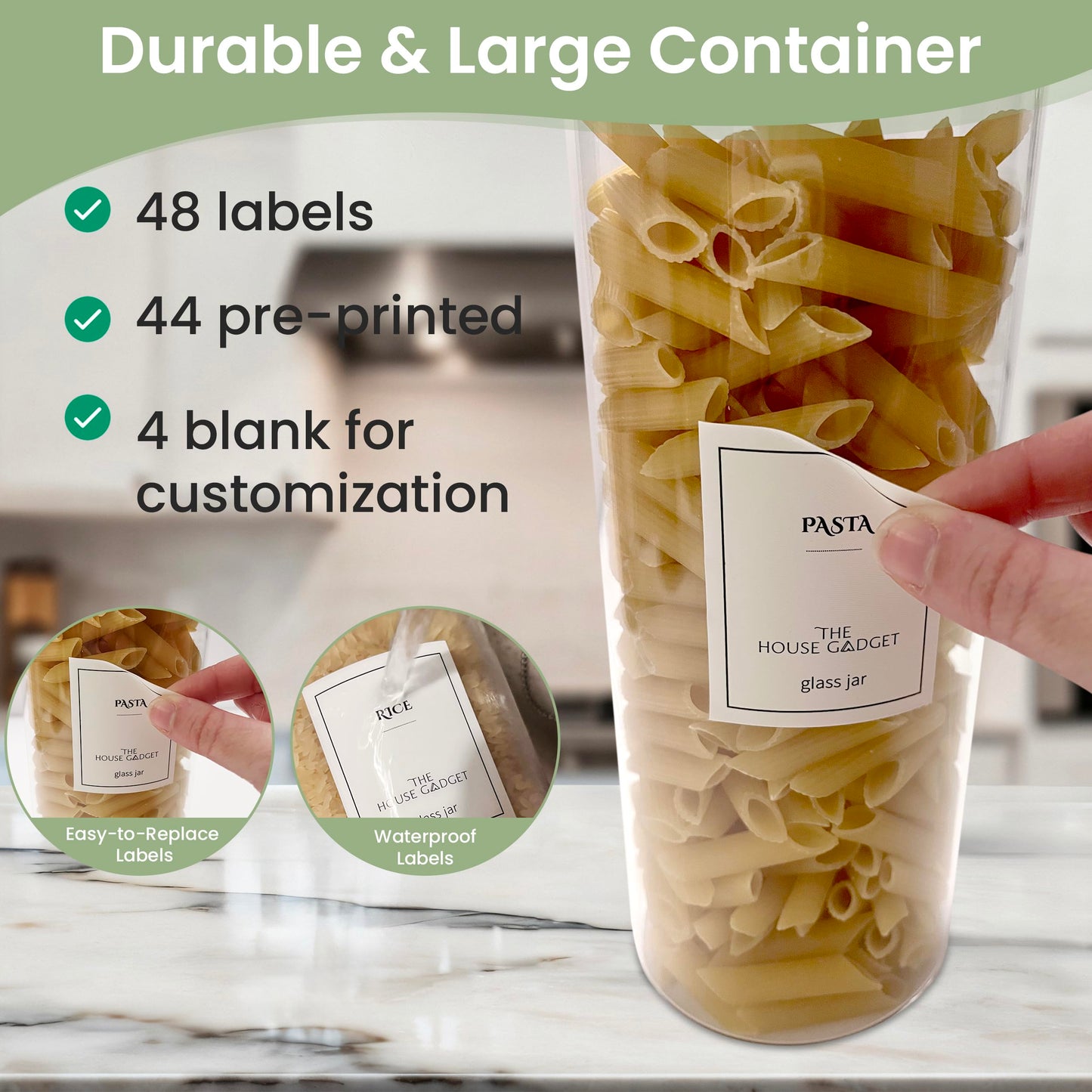 TheHouseGadget 5 Food Storage Containers with Lids - Ideal Set of Glass Storage Containers for Pantry Organizers and storage - Glass Food Storage Containers with Bamboo Lids