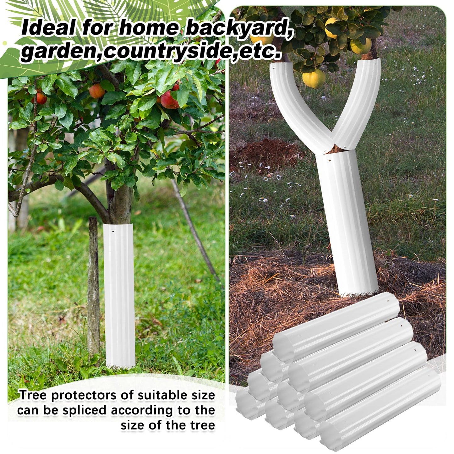 Frienda 20 Pcs Tree Trunk Protector 11.8" x 15.7" Corrugated Plastic Tree Guards Expandable Tree Tubes Flexible White Tree Bark Protector to Protect Saplings Plants from Weed Whacker Animals Trimmers
